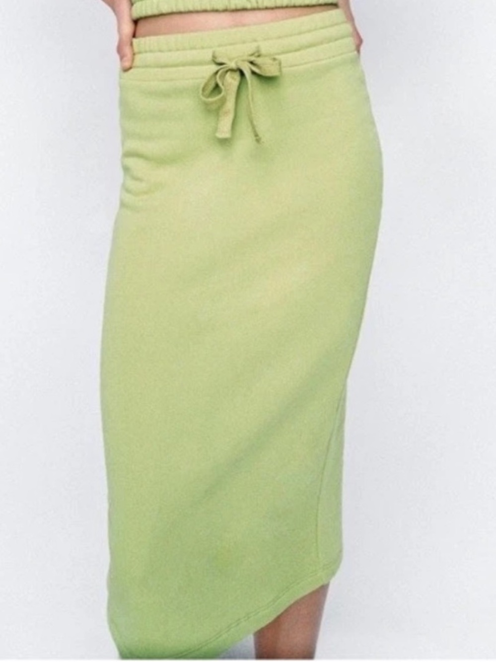 Zara Lime Drawstring Midi Skirt- NWT never worn